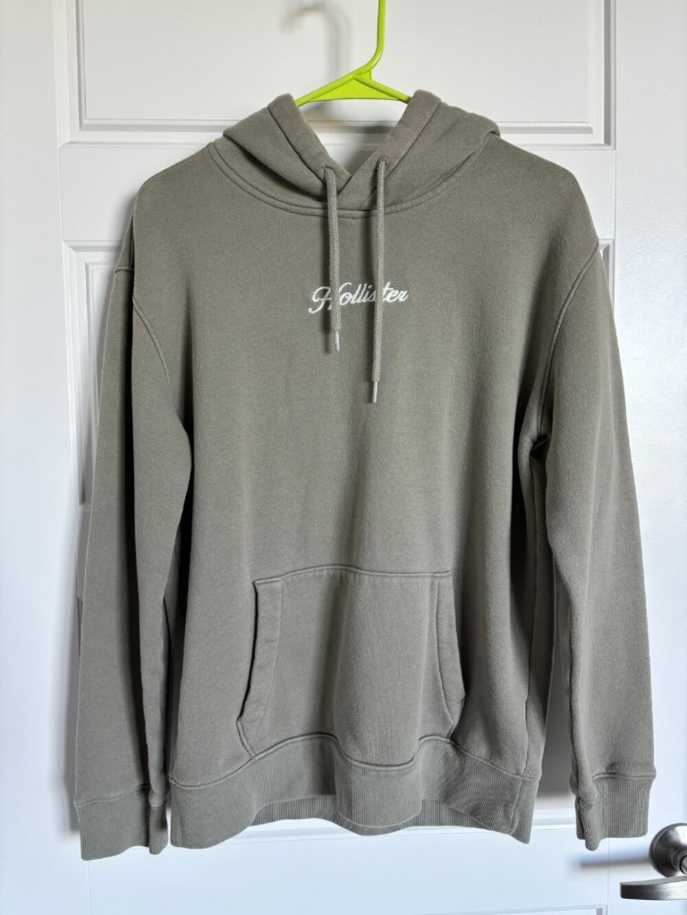 Hollister Olive Green Embroidered Logo Fleece Hoodie — Women's S